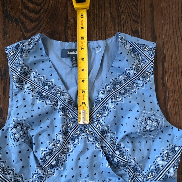 *LIKE NEW* ModCloth Women’s M Blue Paisley Knee Length Fit & Flare Pocket Dress - Picture 7 of 14